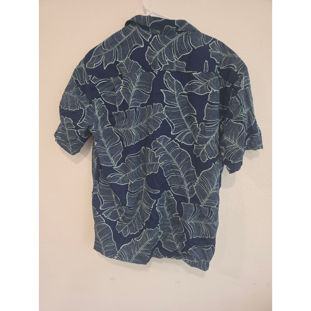Trader Joe's x Hilo Hattie Hawaiian Shirt Mens XL Blue Banana Leaf 100% Cotton - Picture 3 of 6